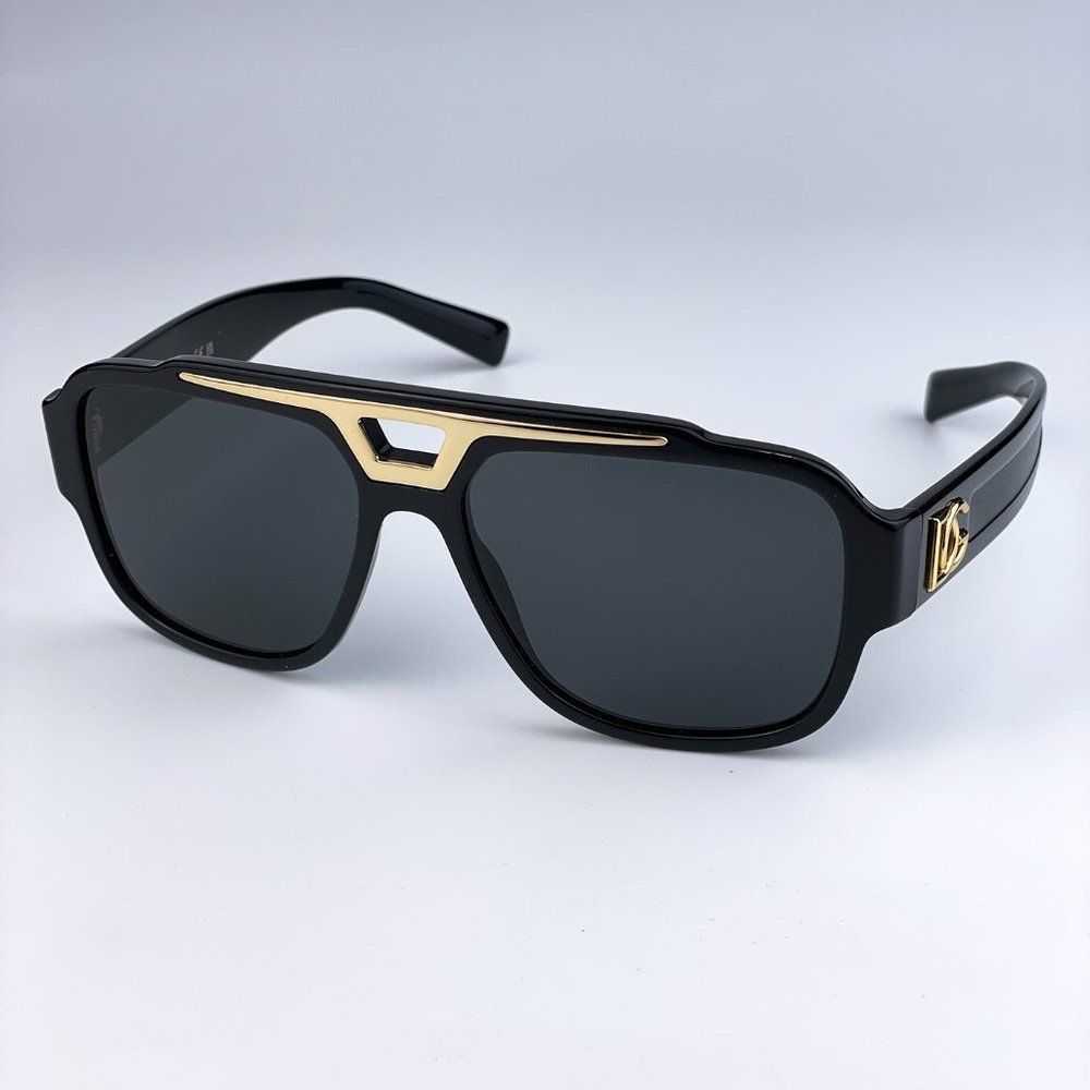 New D&G Dg4389 501/87 Black Dark Gray Square Men Sunglasses